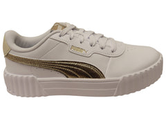 Puma Carina 3.0 Metallic Whisper Womens Casual Shoes White Gold