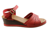 New Face Dorita Womens Leather Wedge Sandals Made In Brazil