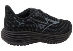 Mizuno Womens Wave Rider 29 D Wide Width Black Running Shoes