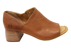 Born Sher Womens Cushioned Comfort Footbed Mid Heel Leather Sandals