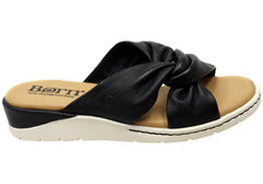Born Mya Womens Cushioned Comfort Footbed Leather Slides Sandals