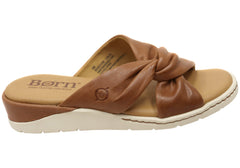 Born Mya Womens Cushioned Comfort Footbed Leather Slides Sandals