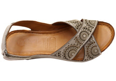 Cabello Comfort Hadasa Womens Comfortable Leather Wedge Sandals