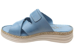 Cabello Comfort Rinnie Womens Leather Comfortable Slides Sandals