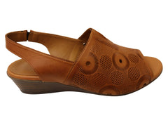 Orizonte Resley Womens European Comfortable Leather Wedge Sandals