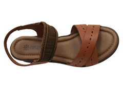 New Face Emily Womens Comfortable Leather Wedge Sandals Made In Brazil