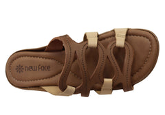 New Face Kestral Womens Comfort Leather Slides Sandals Made In Brazil