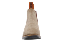 Mustang Mens Signature Pull Up Leather Boots Taupe Suede