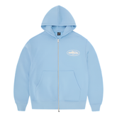 Corteiz Island Puff Print Zip Hoodie Baby Blue