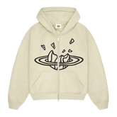 Broken Planet Zip Up Hoodie Bone White