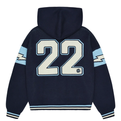 Broken Planet Varsity Knit Zip Up Hoodie Navy Blue