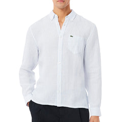 Lacoste Regular Fit Striped Linen Shirt