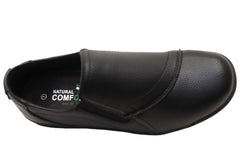Natural Comfort Deja Comfortable Slip On Black Leather Shoes