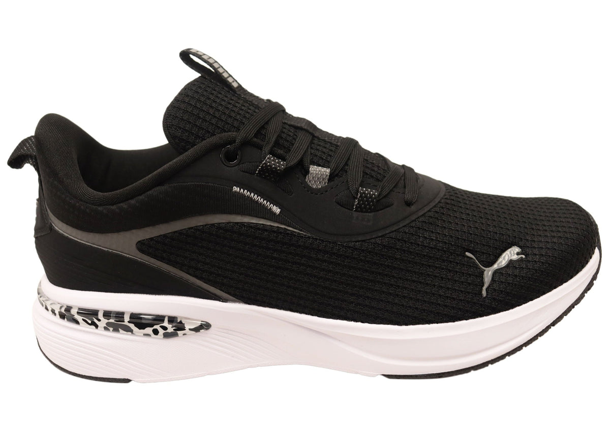 Puma Softride Charm Animal Womens Athletic Shoes Black White