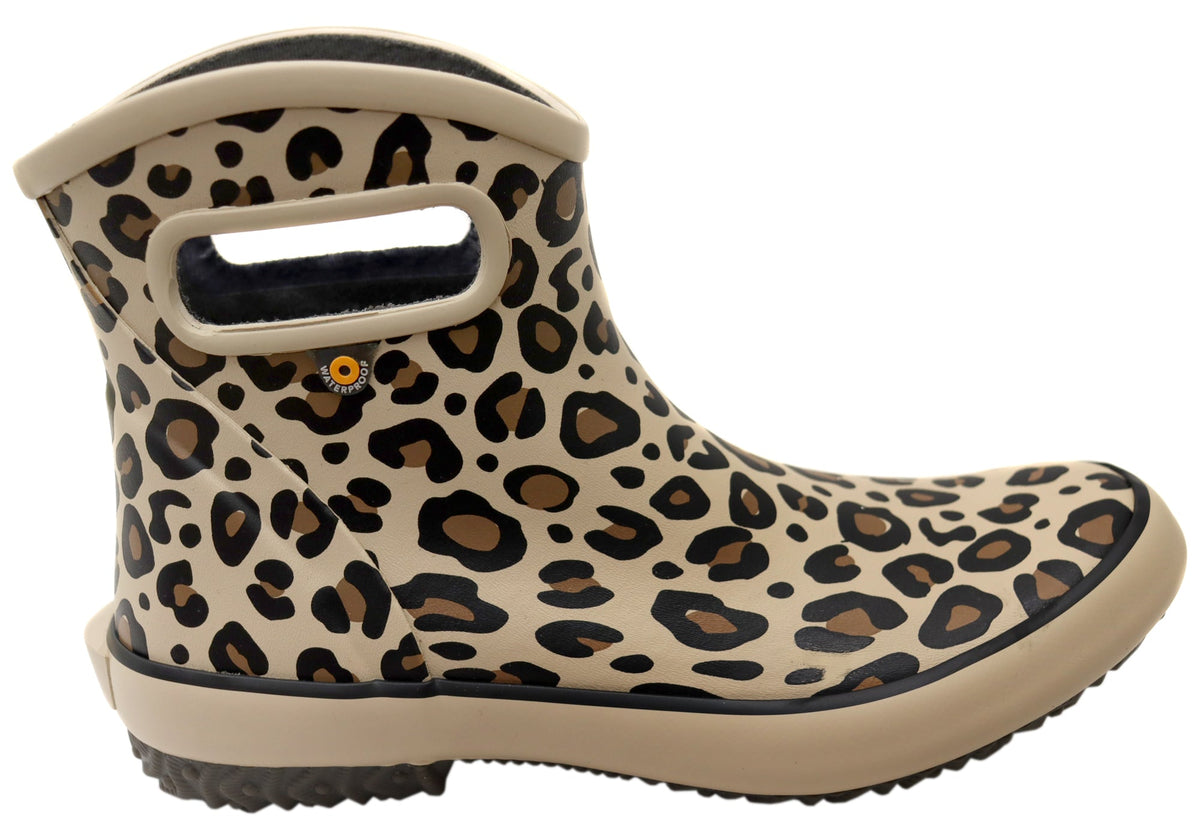 Bogs Womens Patch Leopard Ankle Boot General Purpose Gumboots