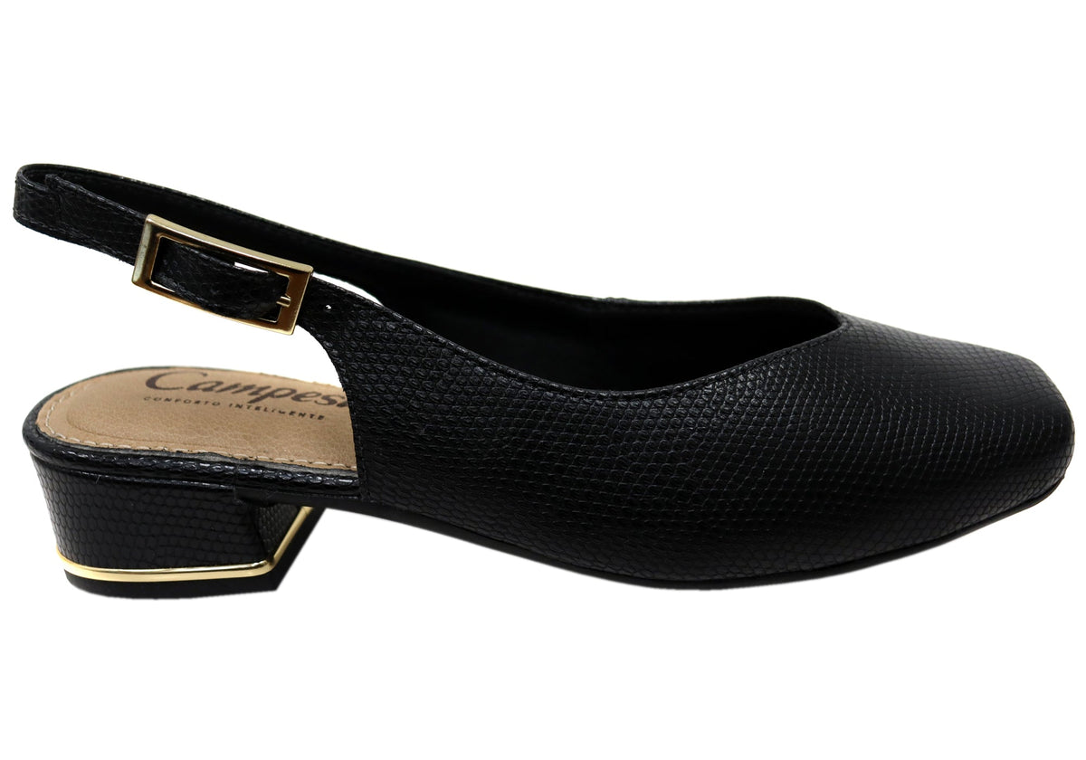 Campesi Olinda Womens Brazilian Sling Back Heels With Comfort Footbed