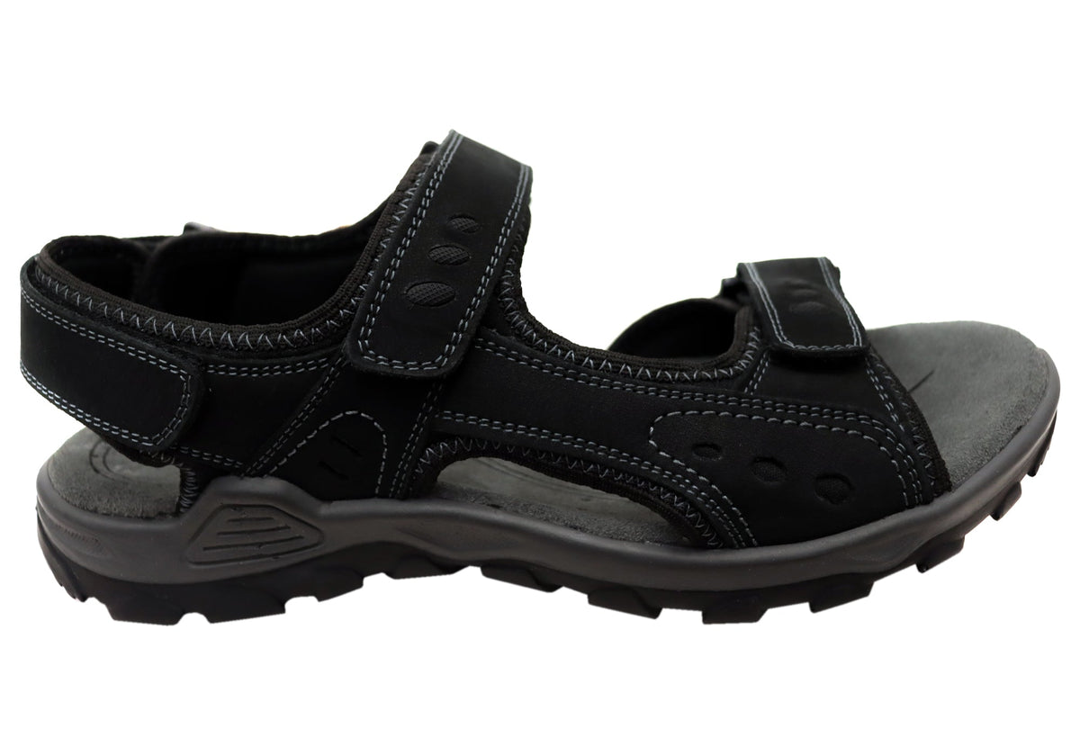 Cabello Comfort Trail Mens Leather Adjustable Strap Sandals