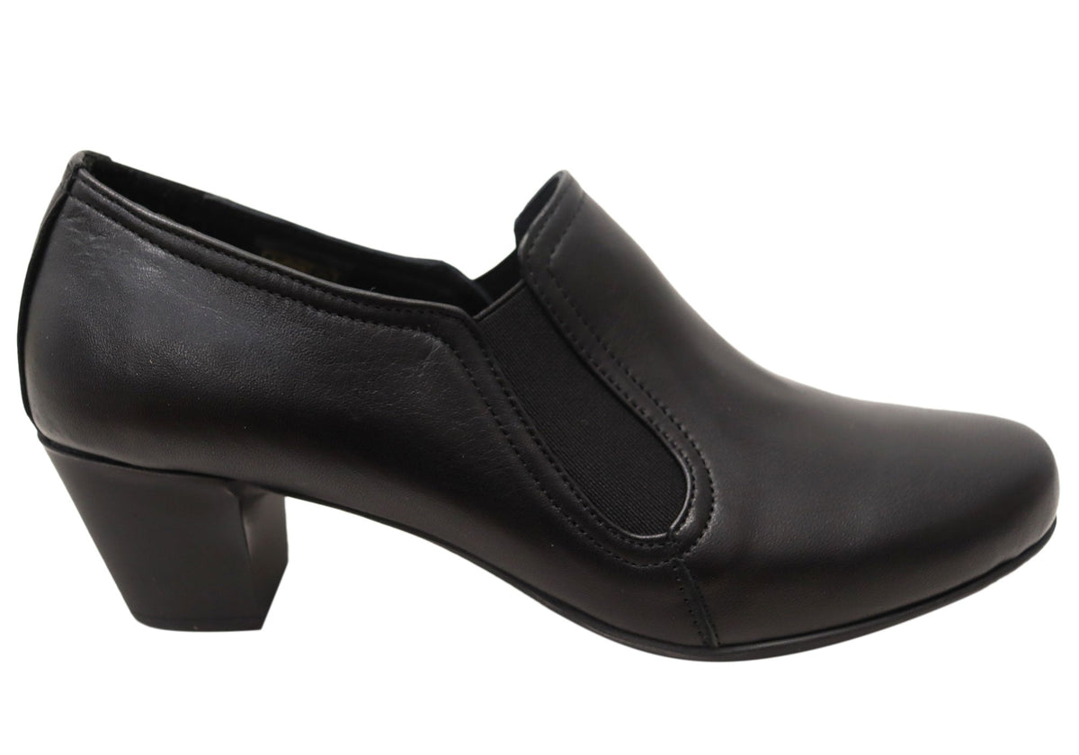 Cabello Comfort Evana Womens Leather European Mid Heel Shoes