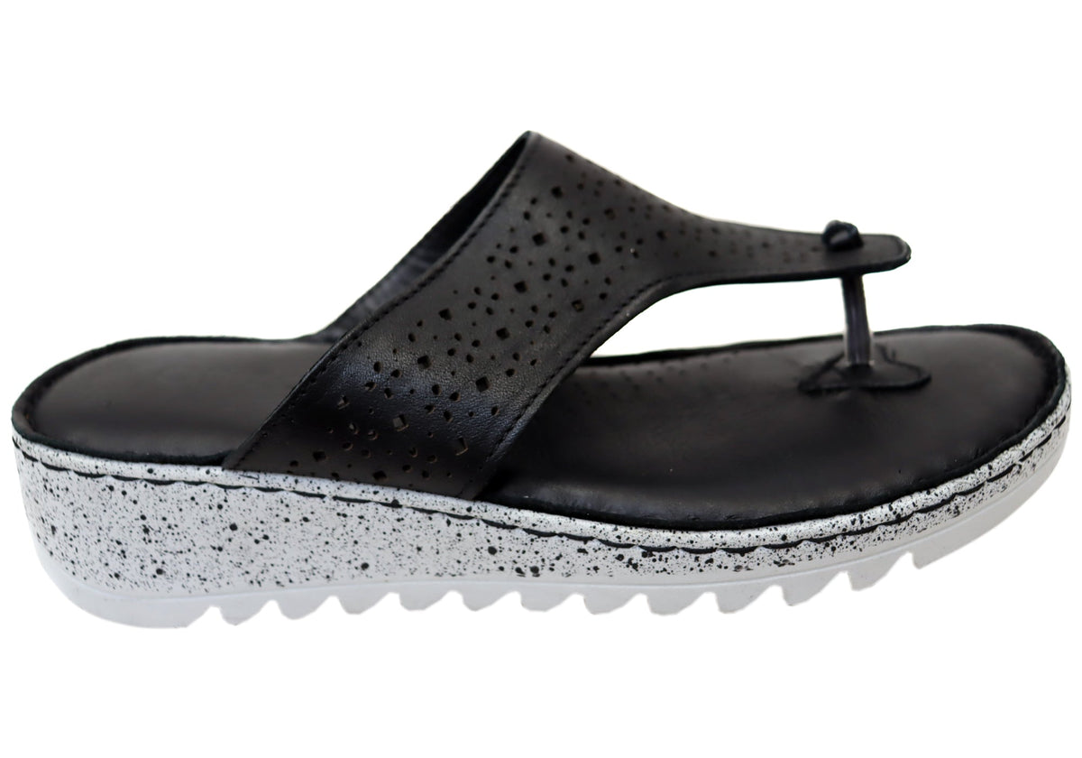 Orizonte Beau Womens Comfortable European Leather Thongs Sandals