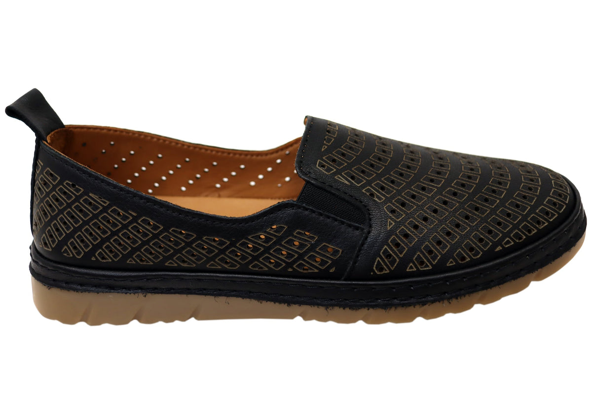 Orizonte Keeper Womens European Leather Comfortable Slip On Shoes