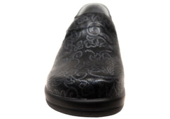 Alegria Keli Womens Comfortable Leather Shoes Embroider Me Pewter