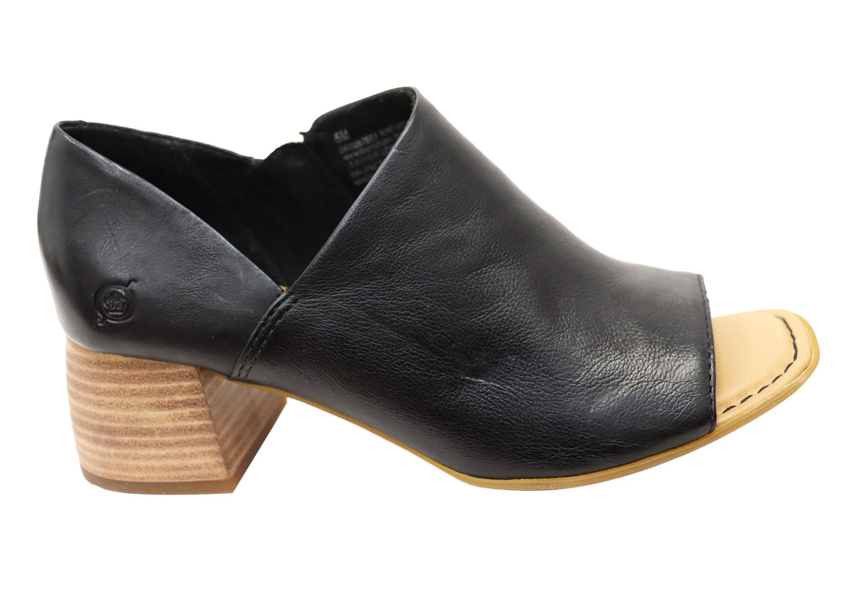 Born Sher Womens Cushioned Comfort Footbed Mid Heel Leather Sandals