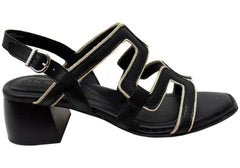Born Sofia Womens Leather Mid Heel Sandals With Comfortable Footbed