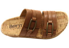 Born Solina Womens Comfortable Leather Platform Slides Sandals