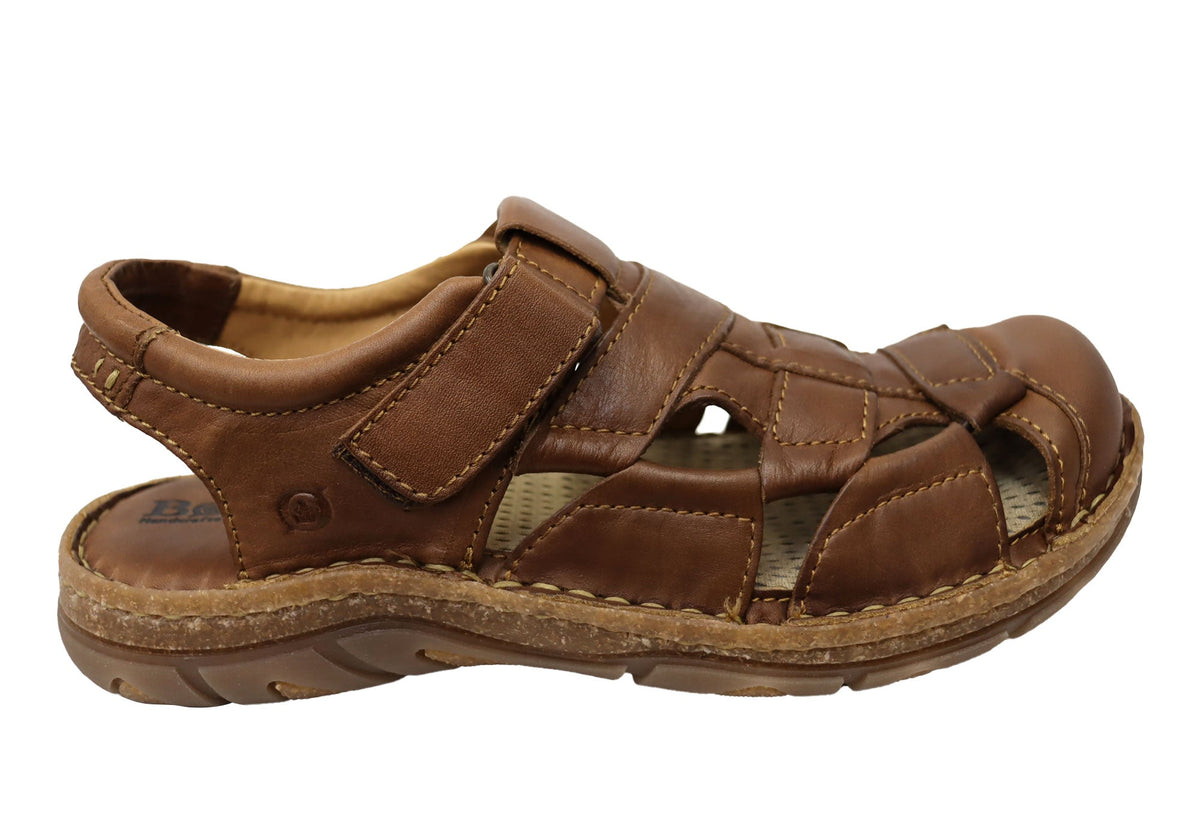 Born Mens Cabot III Leather Closed Toe Sandals With Comfort Footbed
