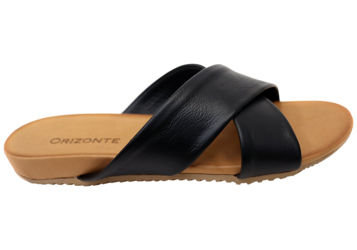 Orizonte Lovestep Womens Comfortable European Leather Slides Sandals