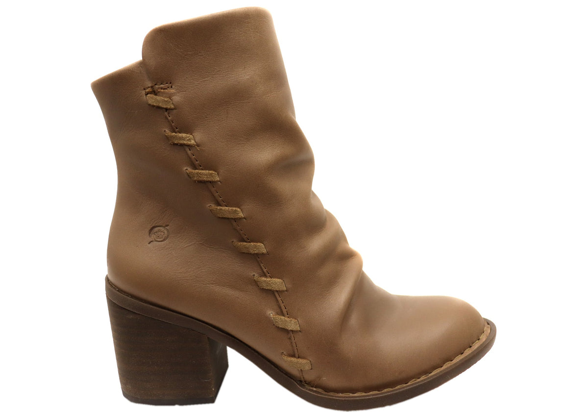 Born Toni Womens Comfortable Leather Mid Heel Ankle Boots