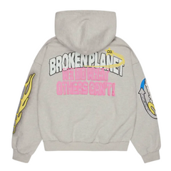 Broken Planet The Planet Is Yours Zip Up Hoodie Heather Gray
