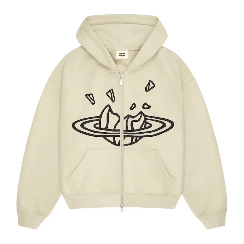 Broken Planet Zip Up Hoodie Bone White