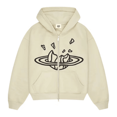 Broken Planet Zip Up Hoodie Bone White
