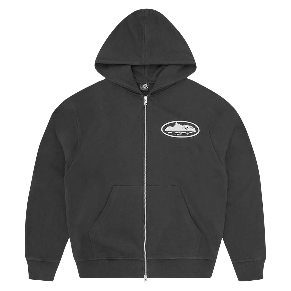 Corteiz Island Puff Print Zip Up Hoodie Black