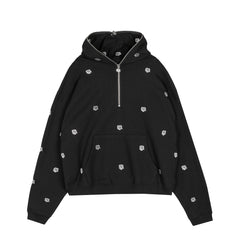 CHITO International Allover Finesse Embroidered 1/4 Zip Pullover Hoodie